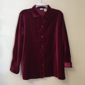 L.L. Bean red velvet button down